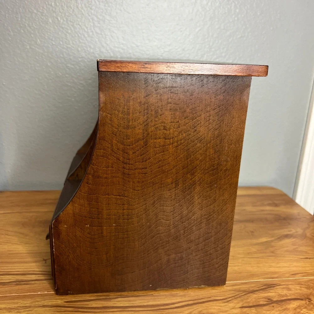 Vintage 2 Drawer Desktop Organizer w/ File Drawers Wooden Library Rustic 10.25
